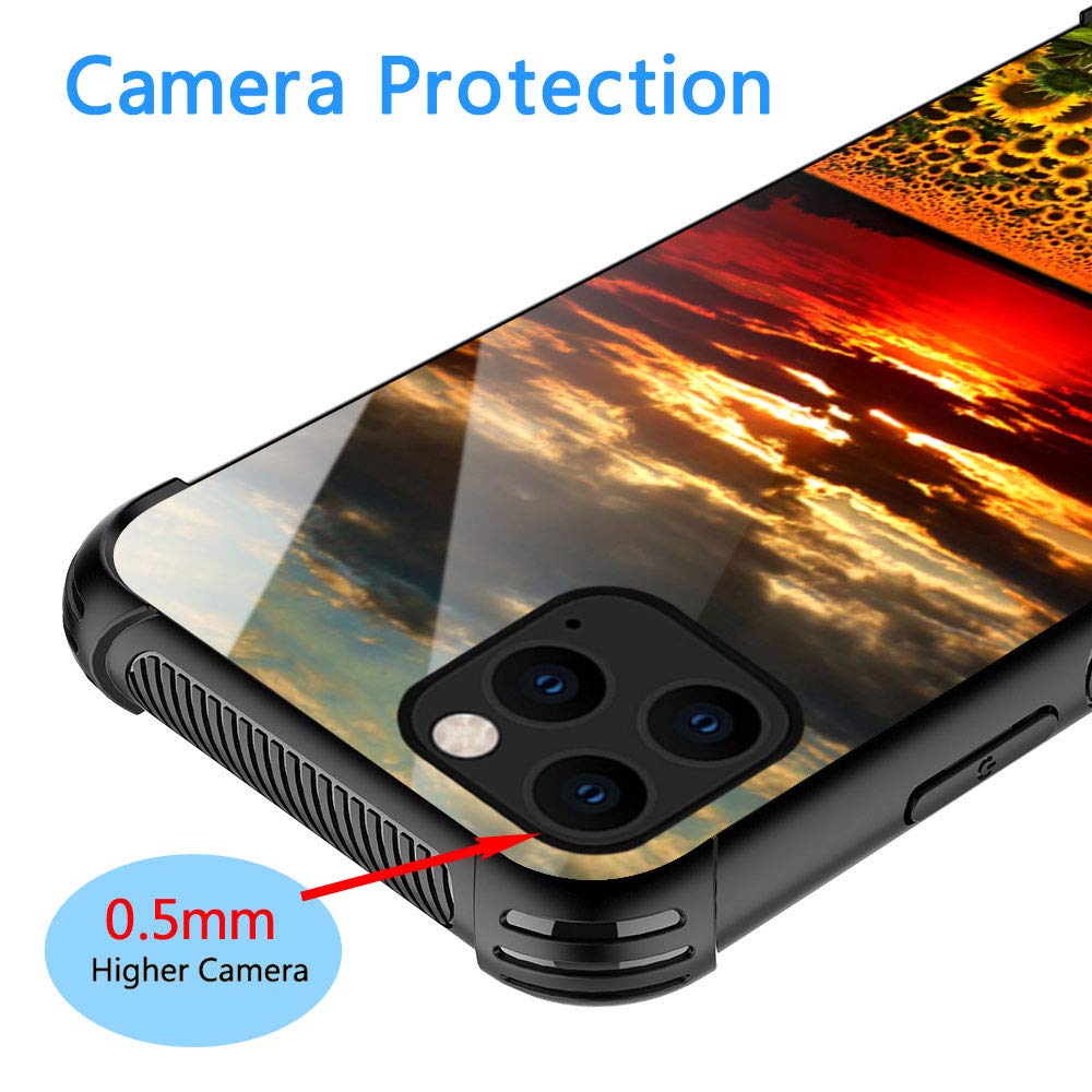 Zhegailian Case Compatible With Iphone 12 Mini,Sunflowers Field Case For Iphone 12 Mini For Girls Women,Pattern Design Anti Scra