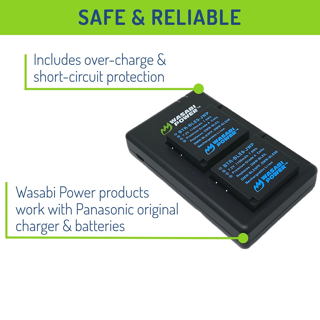 Wasabi Power Battery (2 Pack) & Usb C Dual Charger For Panasonic Dmw Ble9, Dmw Blg10 & Dmc Gf5, Dmc Gf6, Dmc Gx7, Dmc Gx85, Dc G