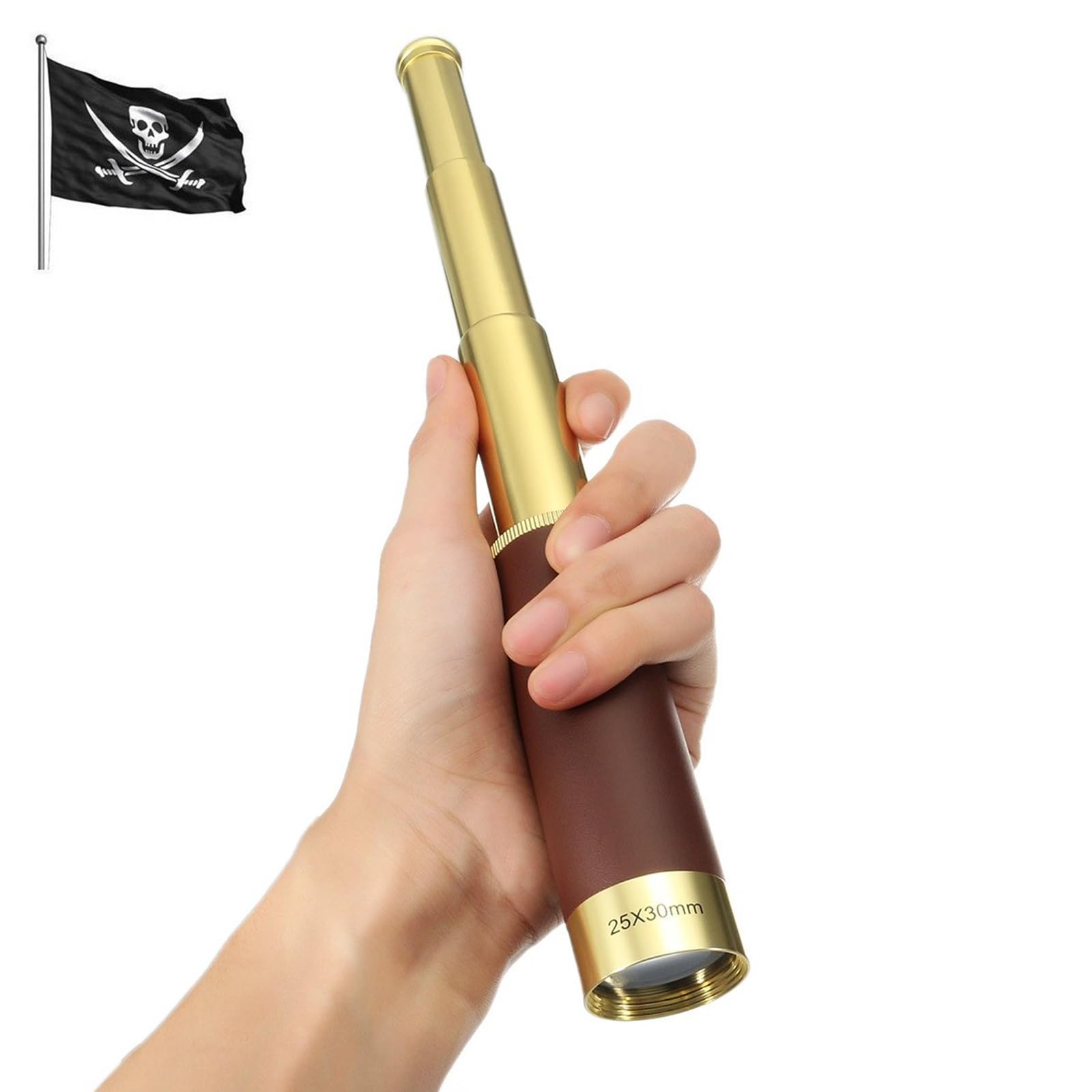 Newdoar 25X30 Zoomable Monocular Vintage Pirate Telescope   Waterproof Aluminum Alloy Brass Adjustable Optics Telescope For Trav