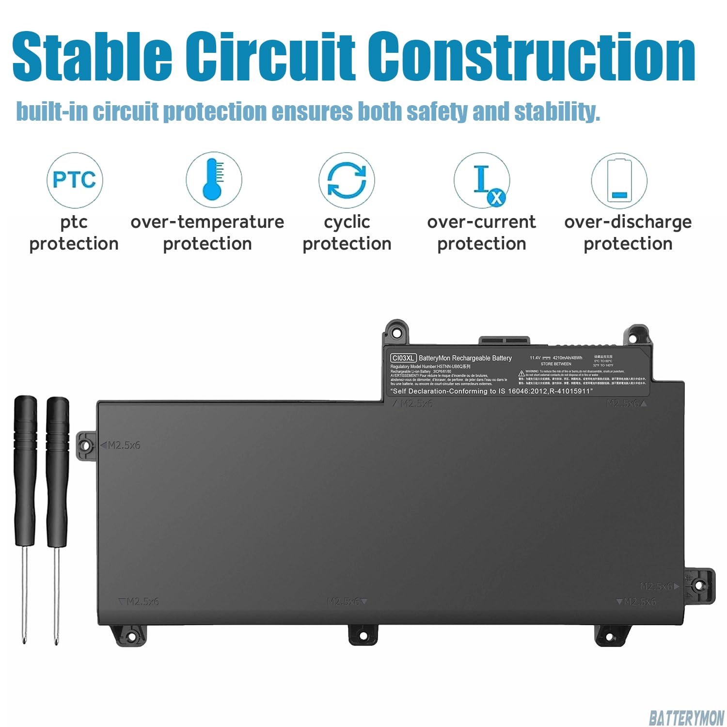 Batterymon Ci03 Ci03Xl Battery For Hp Probook 640 G2 645 G2 650 G2 655 G2, Probook 640 G3 645 G3 650 G3 655 G3 Laptop, P/N: Hstnn Ub6Q Hstnn Lb6T Hstnn Pb6K 801554 001