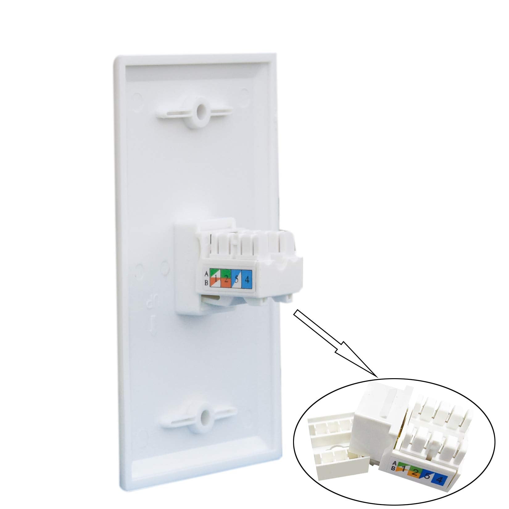 Bupldet 1 Port Cat6 Ethernet Punch Down Wall Plate With Tool   Cat 6 Rj45 Network Cable Punchdown Jack Cover Plate/Faceplate   W