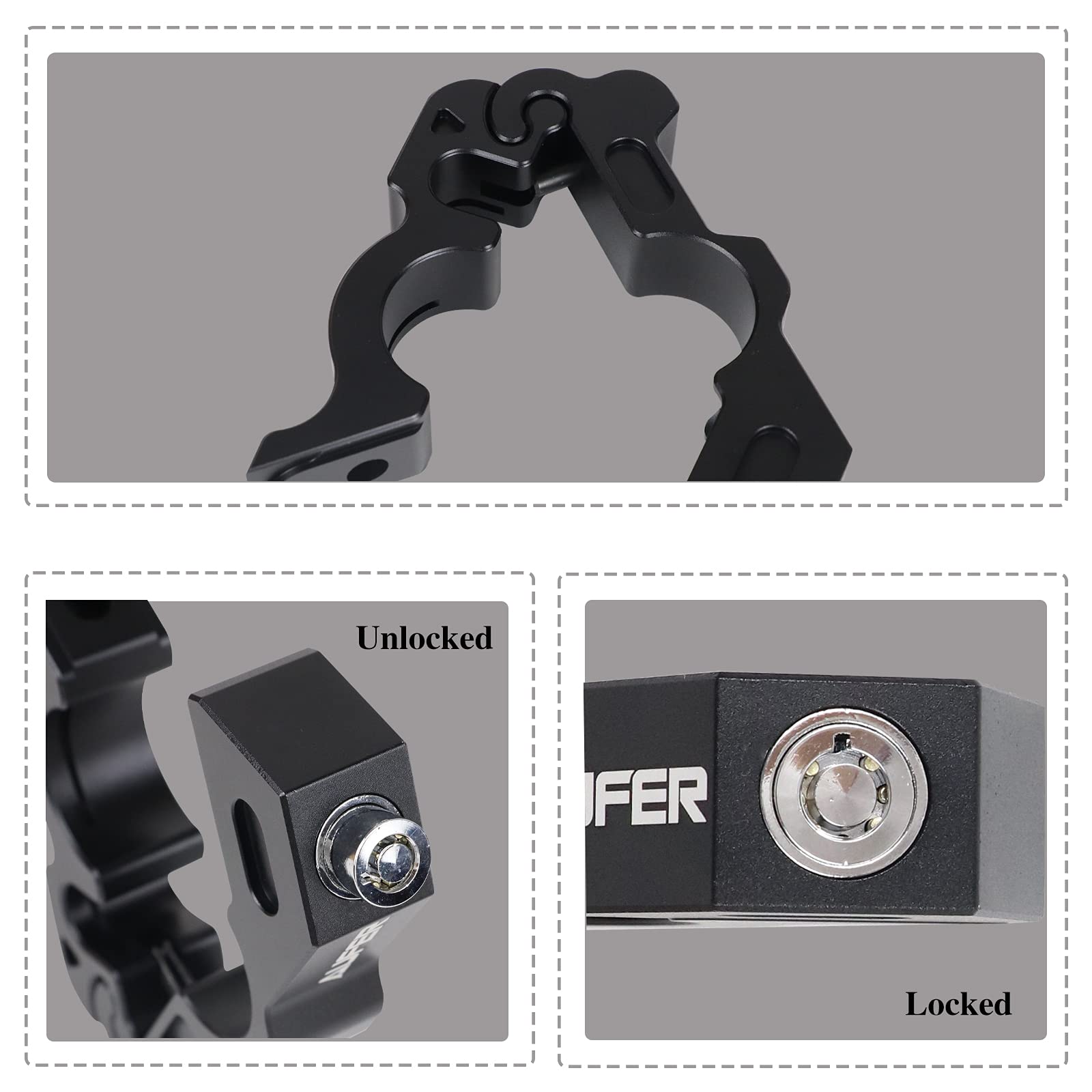 Aufer Universal Heavy Duty Motorcycle Grip Lock Handlebar Lock Throttle Lock Anti Theft Brake Lever Locking Compatible With For