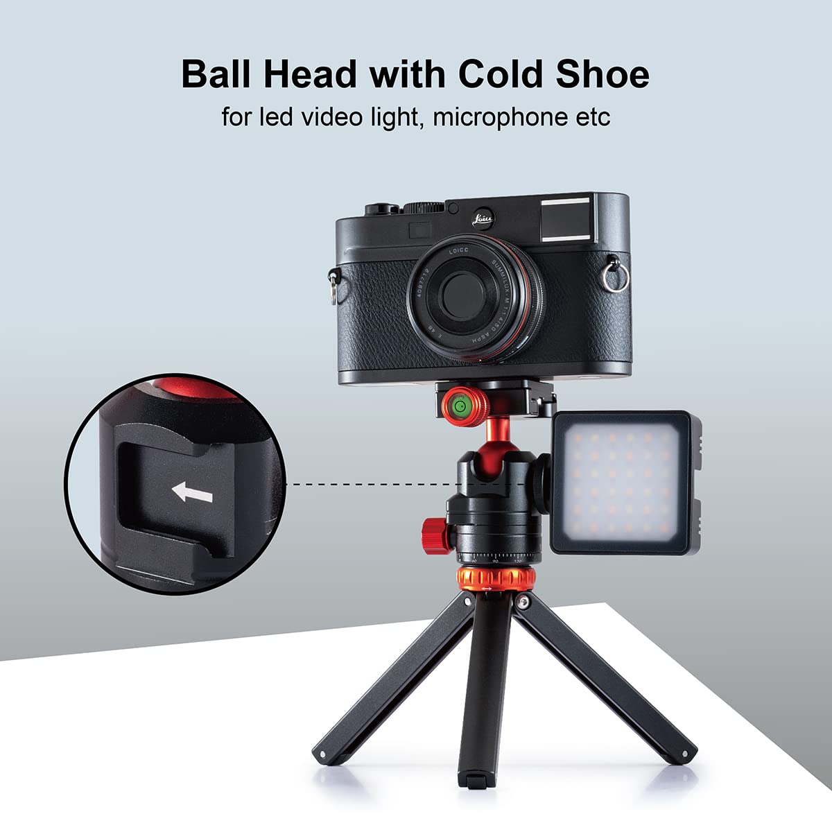 Annsm Tripod Ball Head 360 Degree Rotating Swivel Panoramic Head With Cold Shoe Seat And 38Mm Width Qr Plate For Dslr Camera,Smartphone,Video Light,Slider,Stabilizer,Monopod