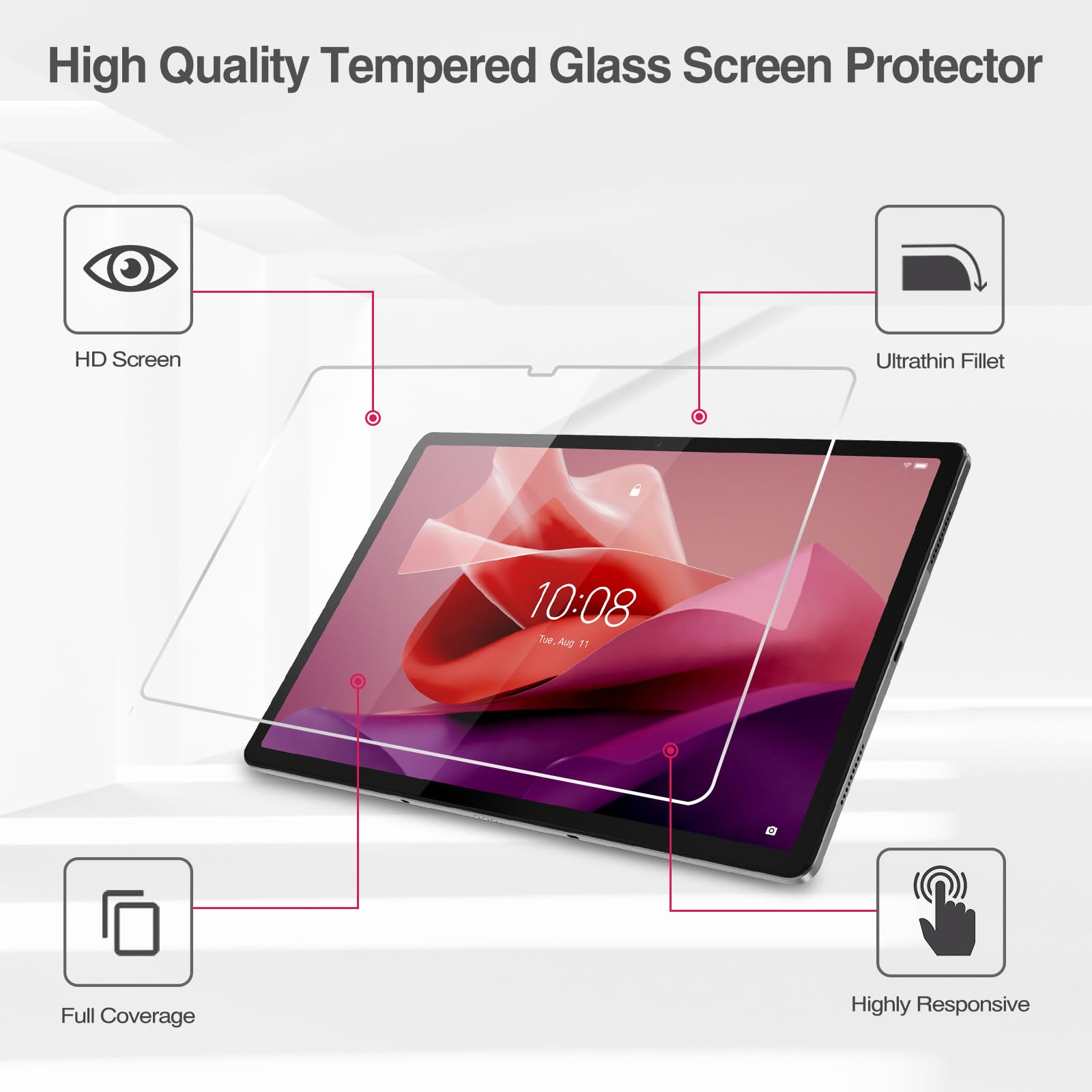 Procase 2 Pack Screen Protector For 12.7' Lenovo Idea Tab Pro 2025/Yoga Tab Plus 2025/Tab P12 2023, Tempered Glass Film Guard For 12.7' Lenovo Idea Tab Pro/Yoga Tab Plus/Tab P12 2025 2023 Release