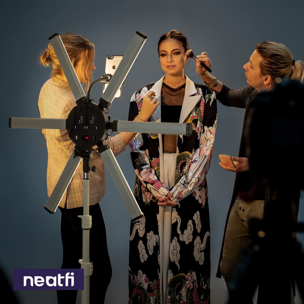 Neatfi (New Model) Supreme Six Arms Led Fill Light, 5800 Lumens, 54W, Dimmable, 3 Light Colors For Video & Photography With Adju