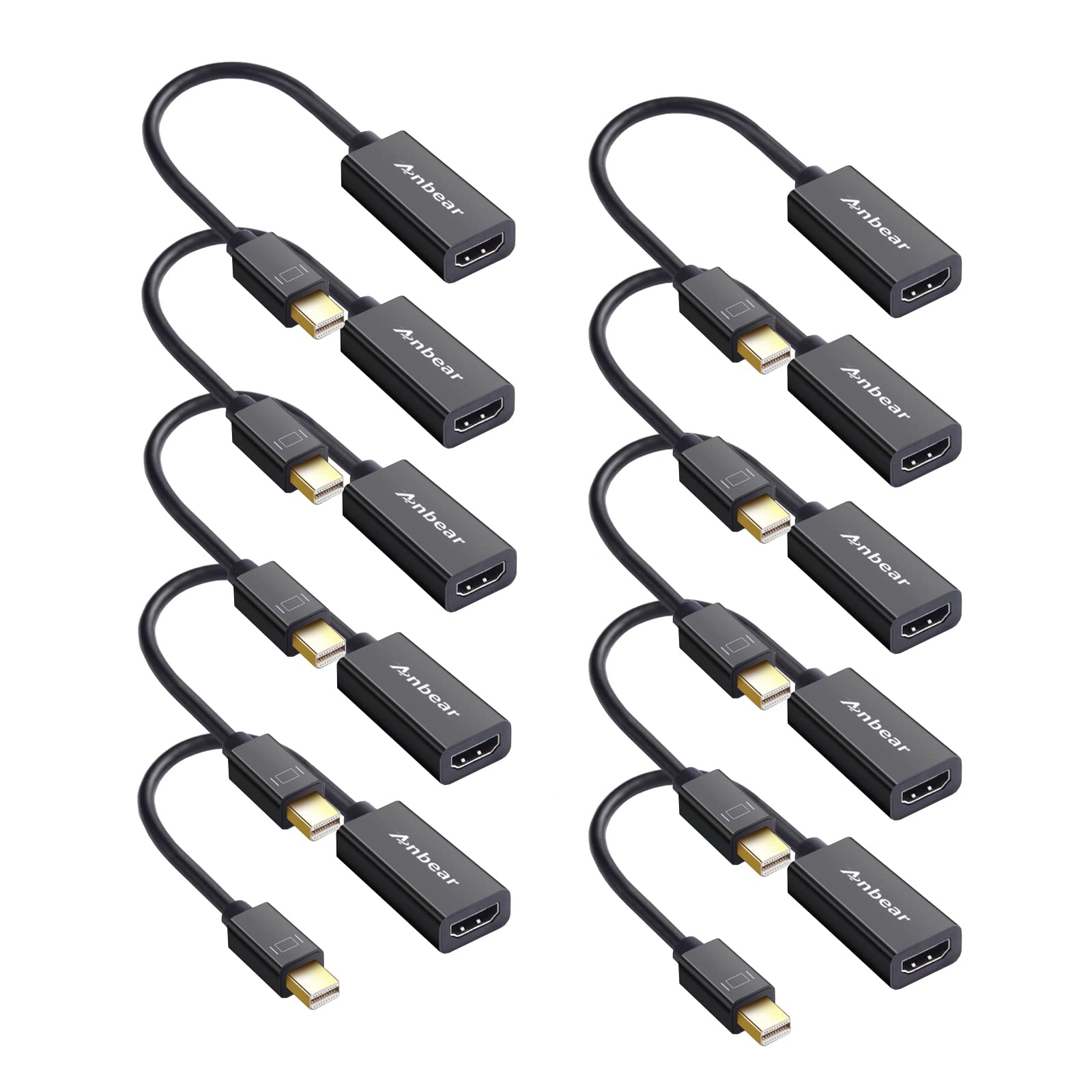 Anbear Mini Displayport to HDMI Adapter Thunderbolt to HDMI Cable, Gold-Plated HDMI to mini DisplayPort Adapter Compatible with 