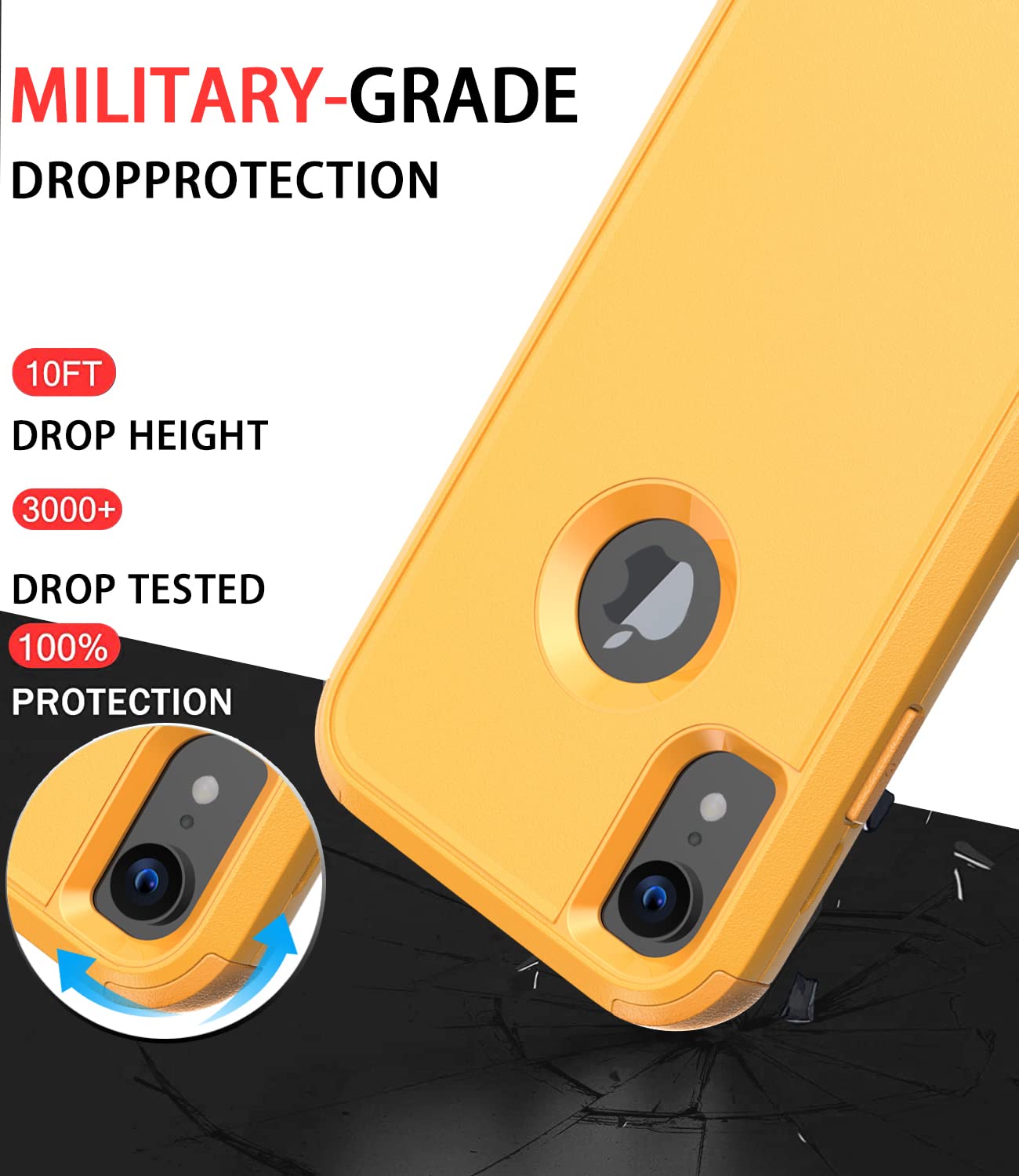 Diverbox For Iphone Xr Case [Shockproof] [Dropproof] [Dust Proof],Heavy Duty Protection Phone Case Cover For Apple Iphone Xr (Ye