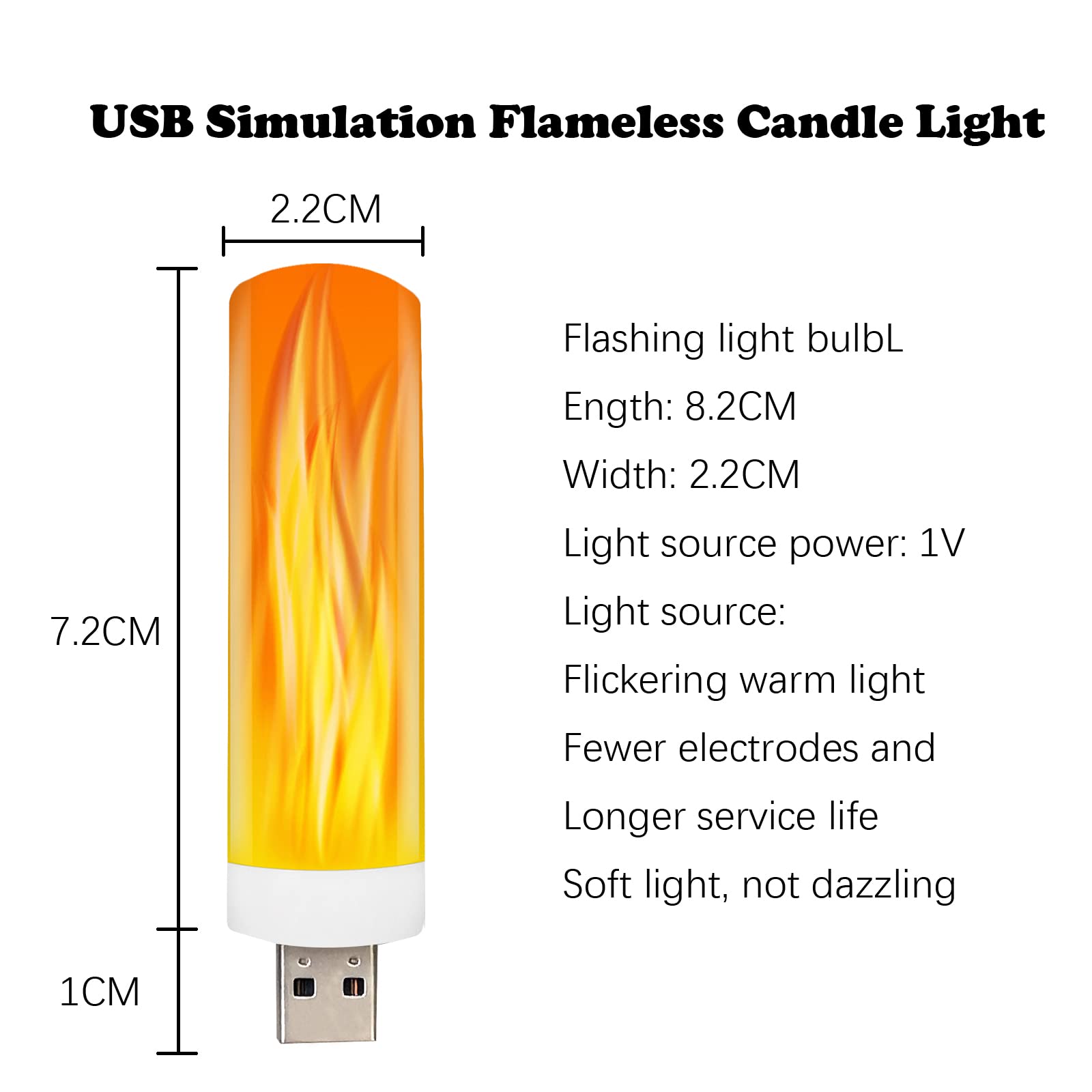Dasiton Usb Led Flame Effect Light Usb Flame Candle Bulb Flameless Tea Lights Candles Flickering Bright Tealights For Indoor Out