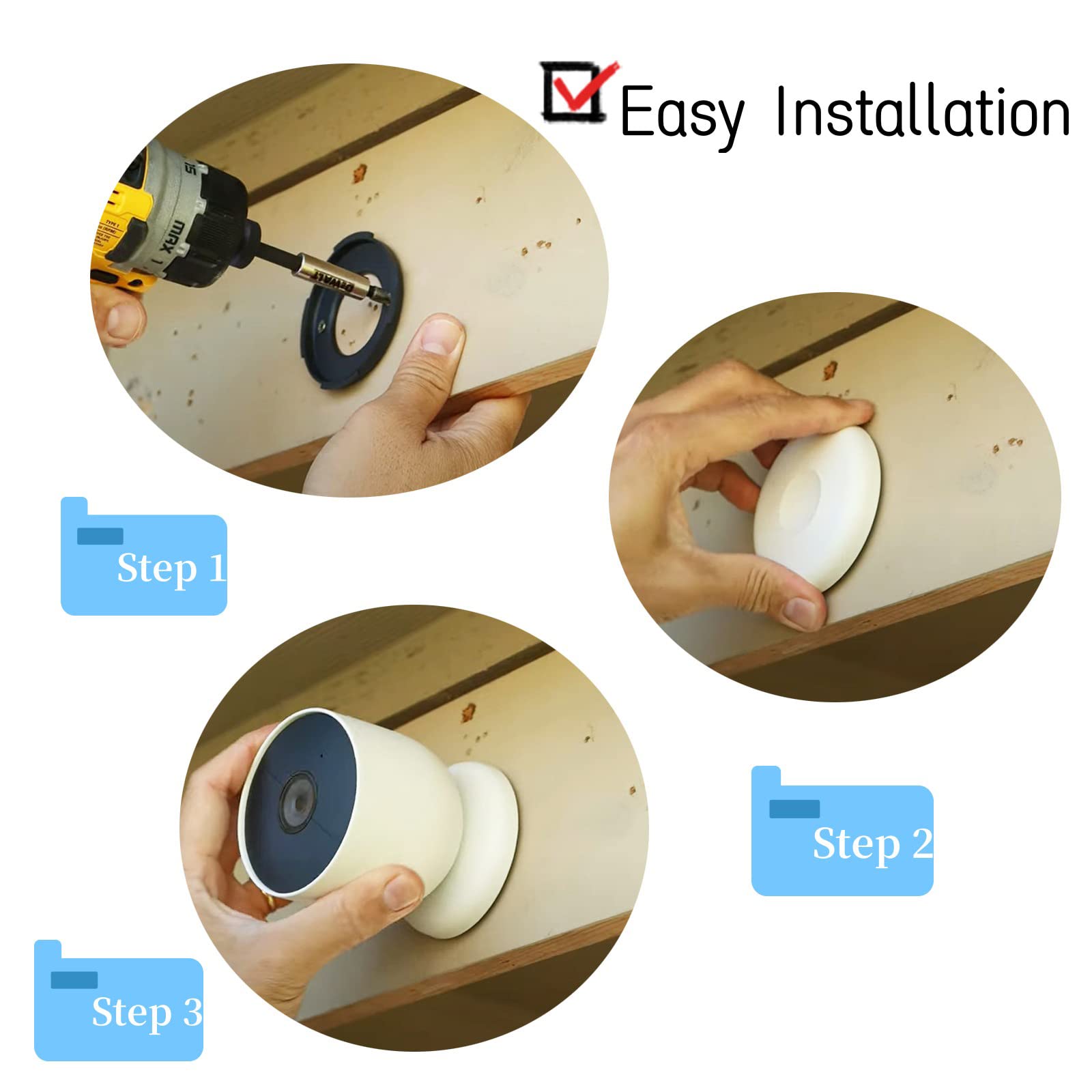 Teyouyi Mounting Plate For Google Nest Camera Replacement Part For Nest Cam Outdoor (Battery) Locking Collar,Accessory For Nest