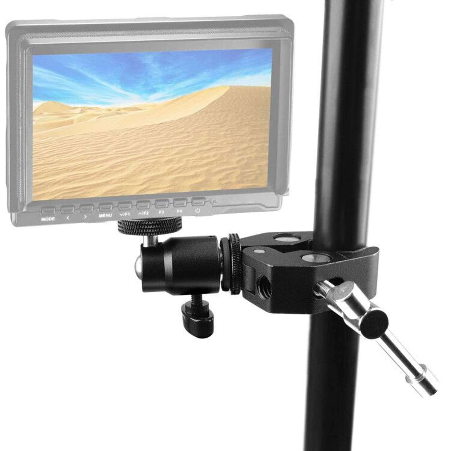 Chromlives Camera Clamp Mount Ball Head Clamp - Super Clamp And Mini Ball Head Hot Shoe Mount Adapter With 1/4 -20 Tripod Scre