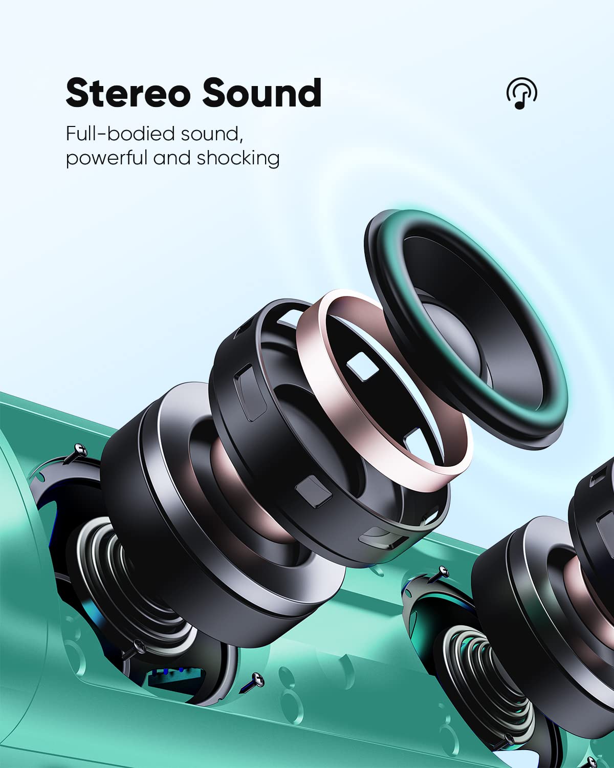 Ipx5 Waterproof Bluetooth Speaker With 24H Playtime   For Home/Outdoor/Beach