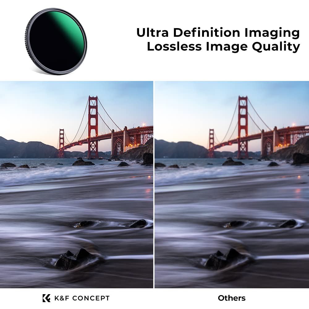 K&F Concept 58Mm Variable Nd3 Nd1000 Nd Filter (1.5 10 Stops) Neutral Density Lens Filter With 24 Multi Layer Coatings For Camer