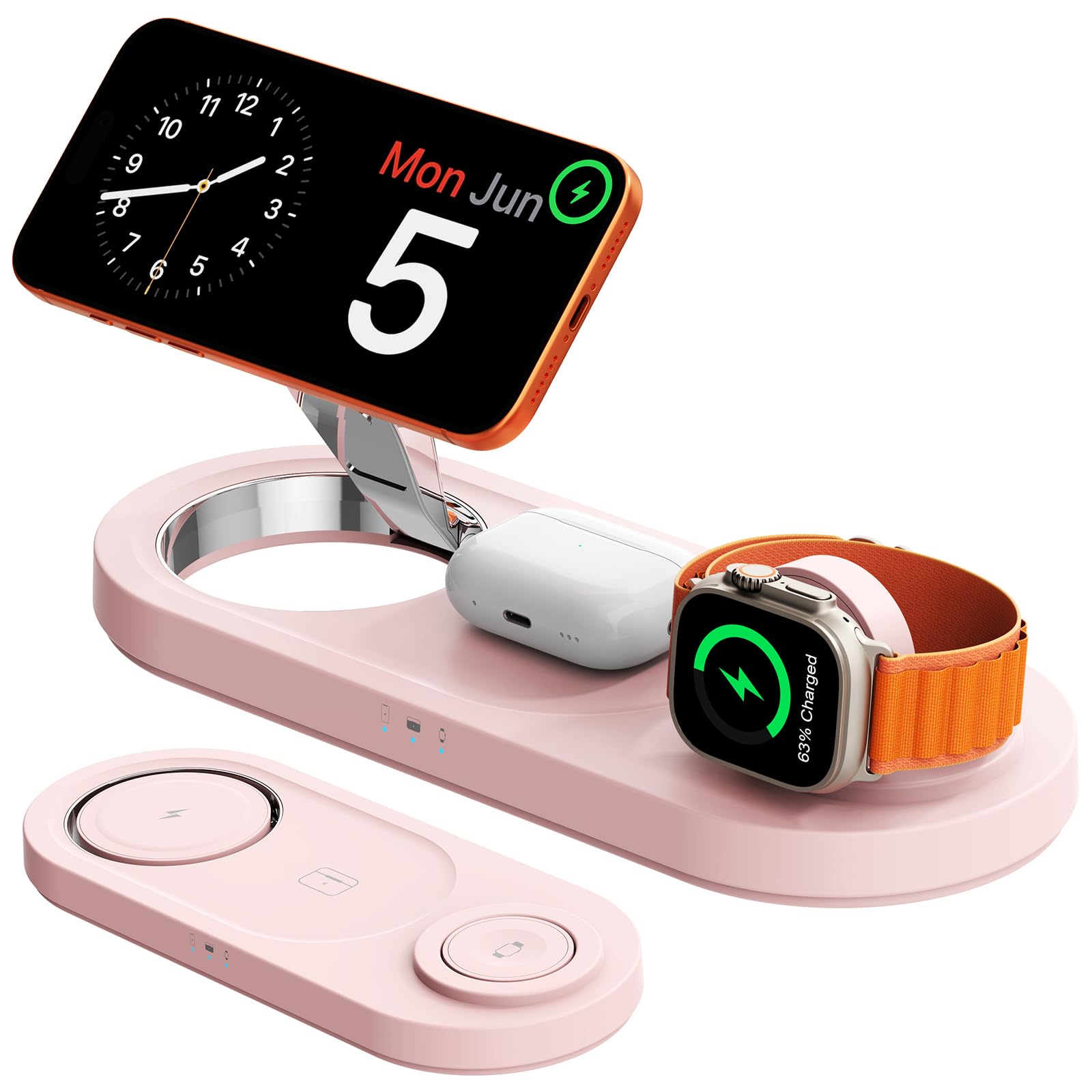for AppleWatch 5W Fast Charger:3 in 1 Wireless Charging Station for Apple Mag-Safe Charger Stand,Fast Magnetic Wireless Charger 