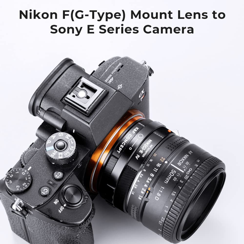 K&F Concept Lens Mount Adapter Nik(G) Nex Iv Manual Focus Compatible With Nikon F (G Type) Lens And Sony E Mount Camera Body