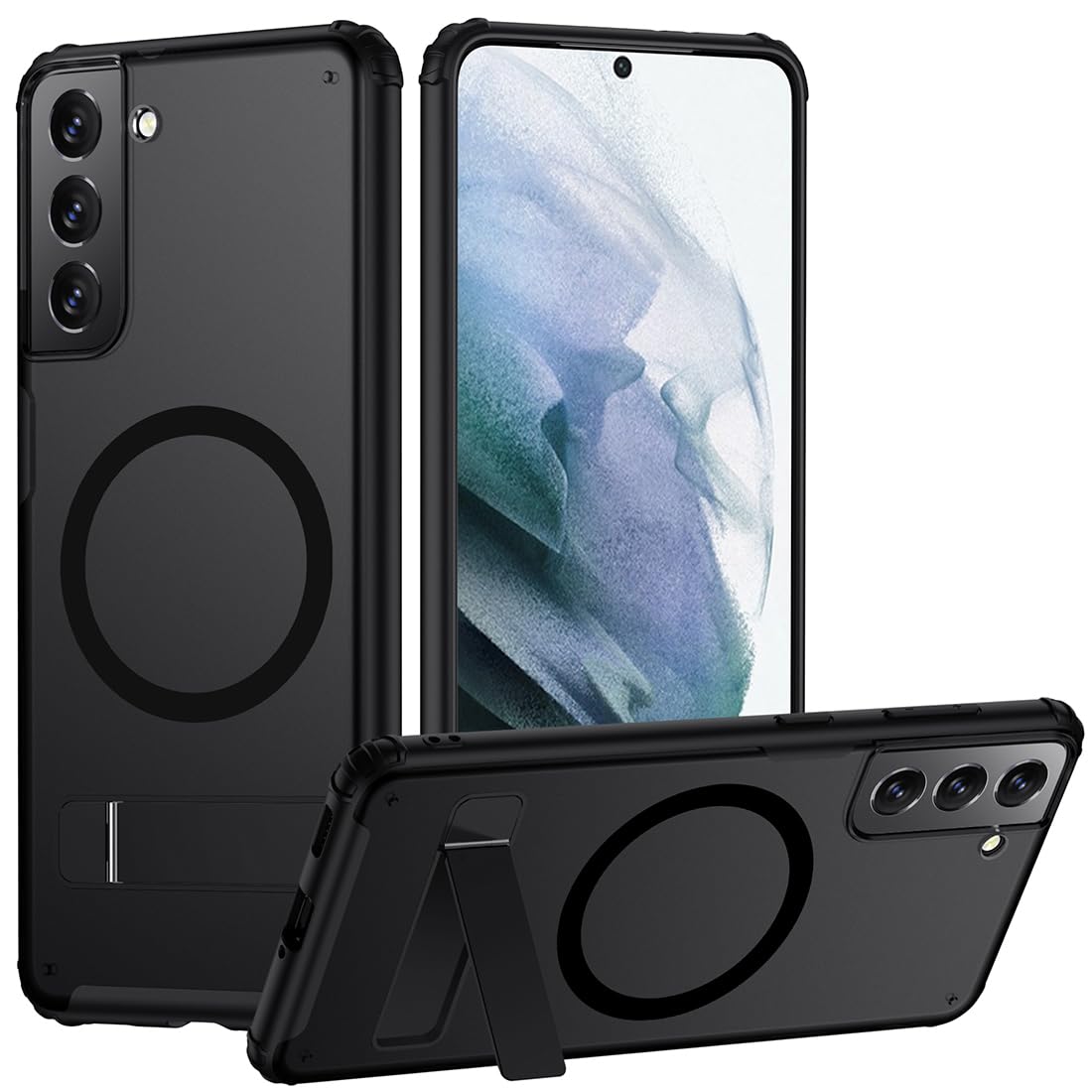 Tianniuke Magnetic Case For Samsung Galaxy S21,Compatible With Magsafe,Adjustable Kickstand,Translucent Matte Anti Fingerprint,S