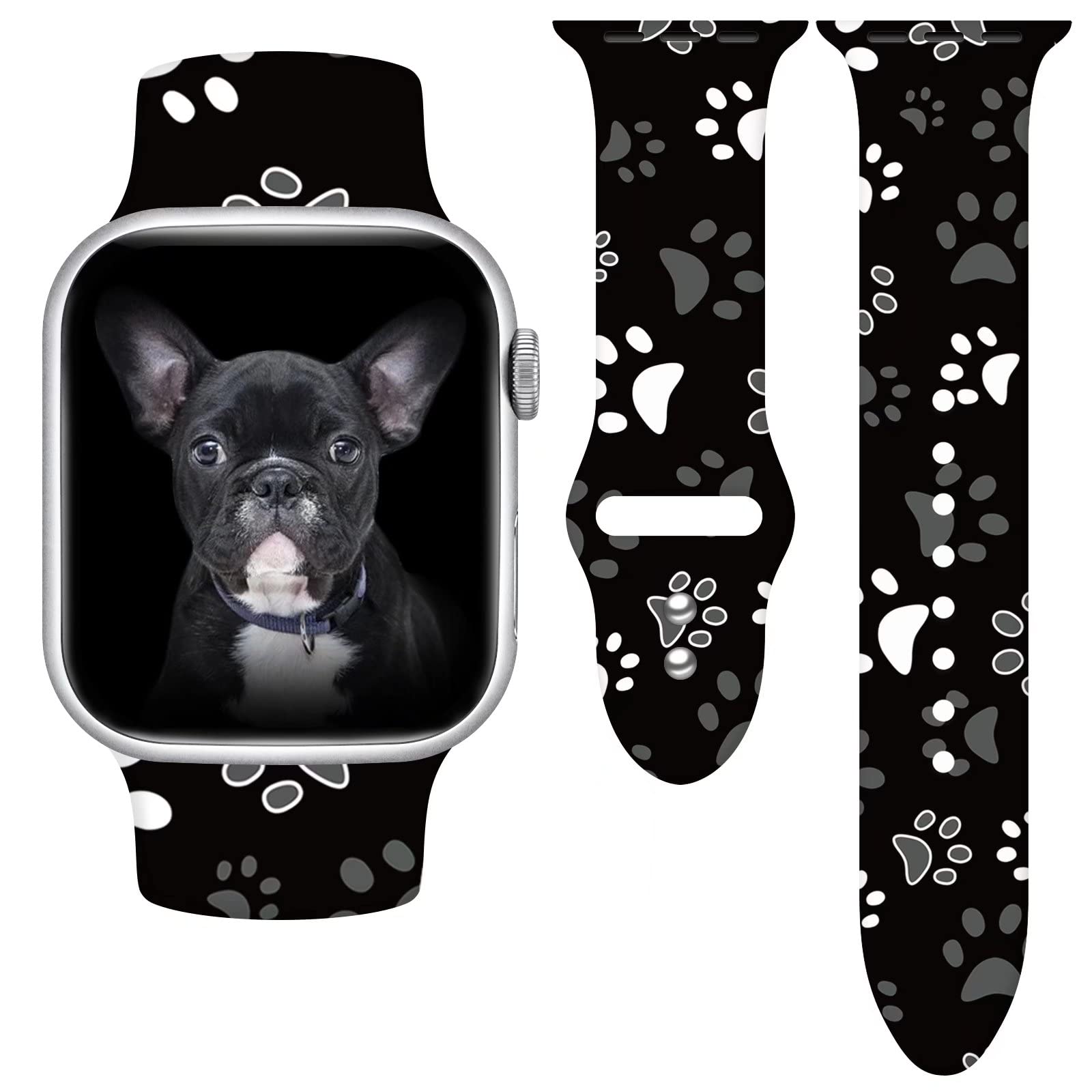Dog Paws Sport Watch Band Compatible With Apple Watch 42Mm 44Mm 45Mm Women Replaceable Silicone Smartwatch Straps For Iwatch Ser