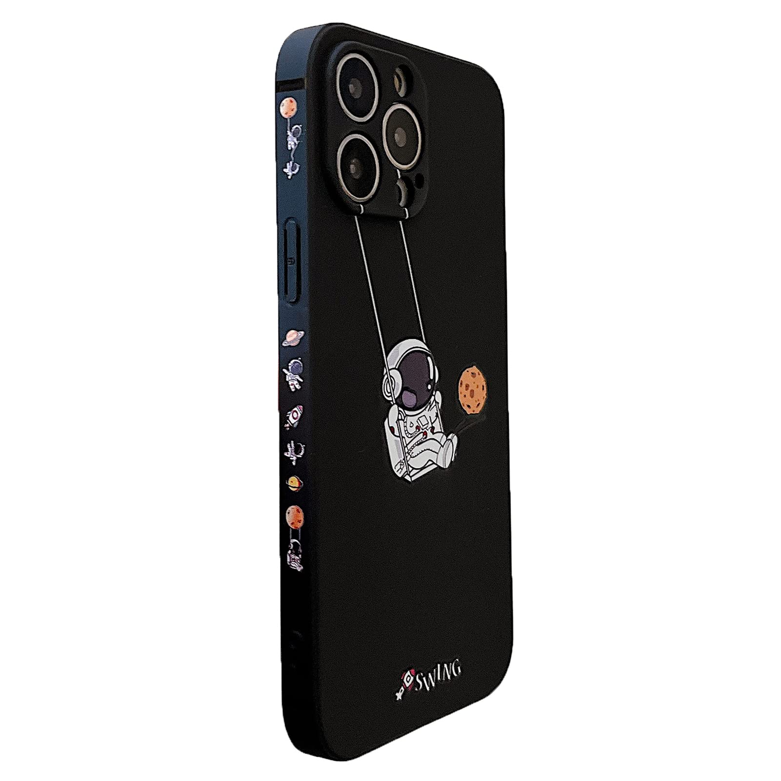 Yonds Queen For Iphone 13 Pro Cute Case, Cool Cartoon Swing Astronaut Planet Moon Design Stylish Soft Tpu Bumper Shockproof Anti