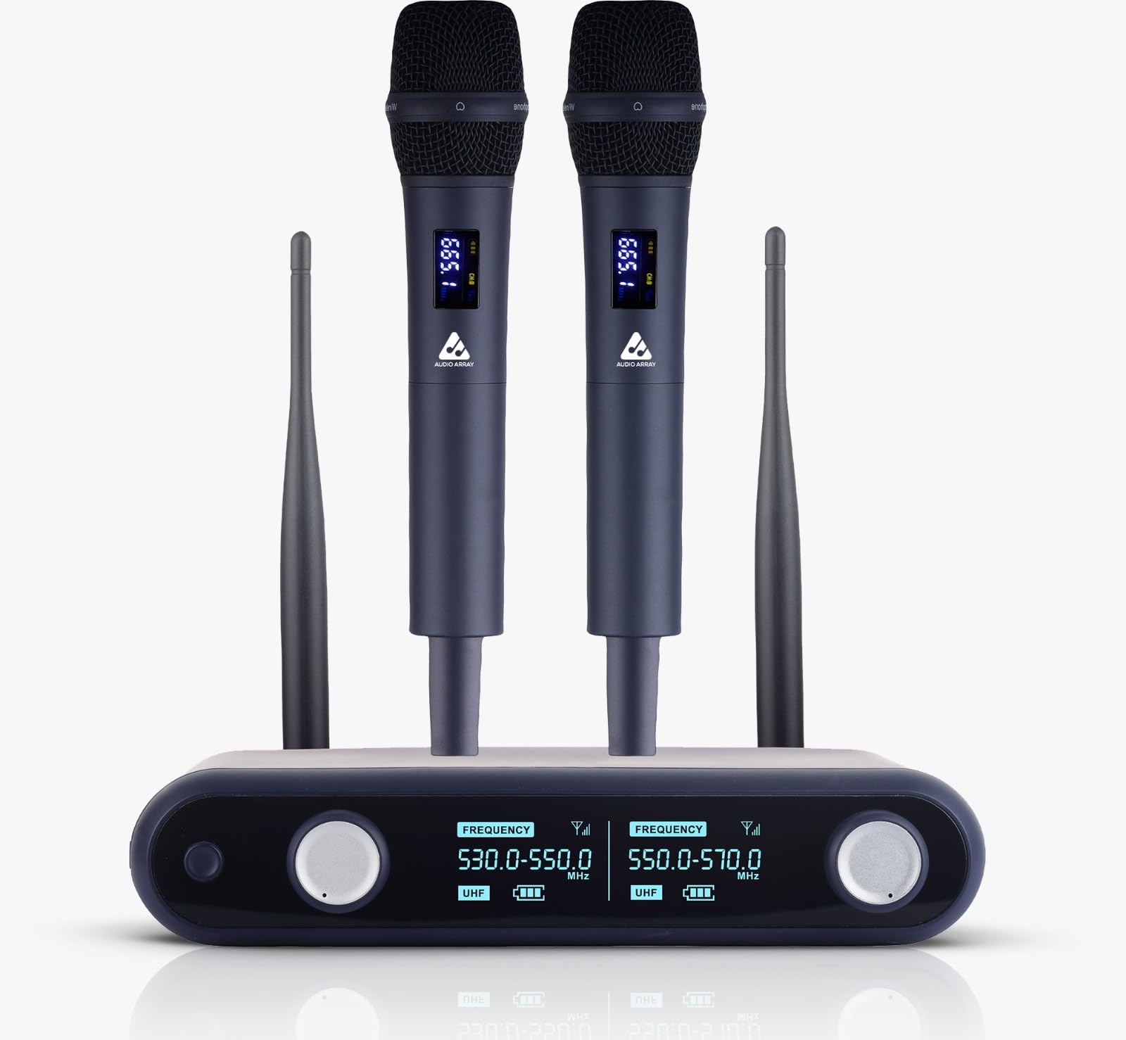 Audio Array AmW36 Uhf Dual Wireless Premium Metal Microphone With Charging | 2X Xlr Outs & 1/4Inch Mix Out | 328Ft/100M Range | Ka
