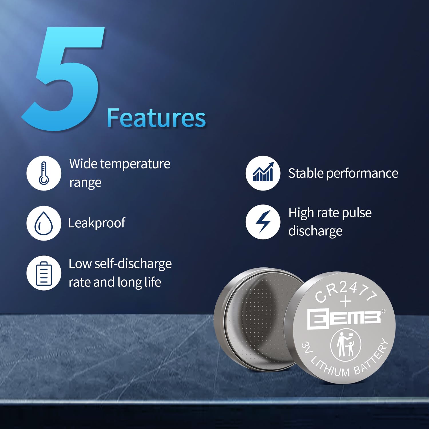 Eemb 10 Pack Cr2477 Battery 3V Lithium Battery Button Coin Cell Batteries 2477 Battery Dl2477, Ecr2477 For Electronic Candle, Li