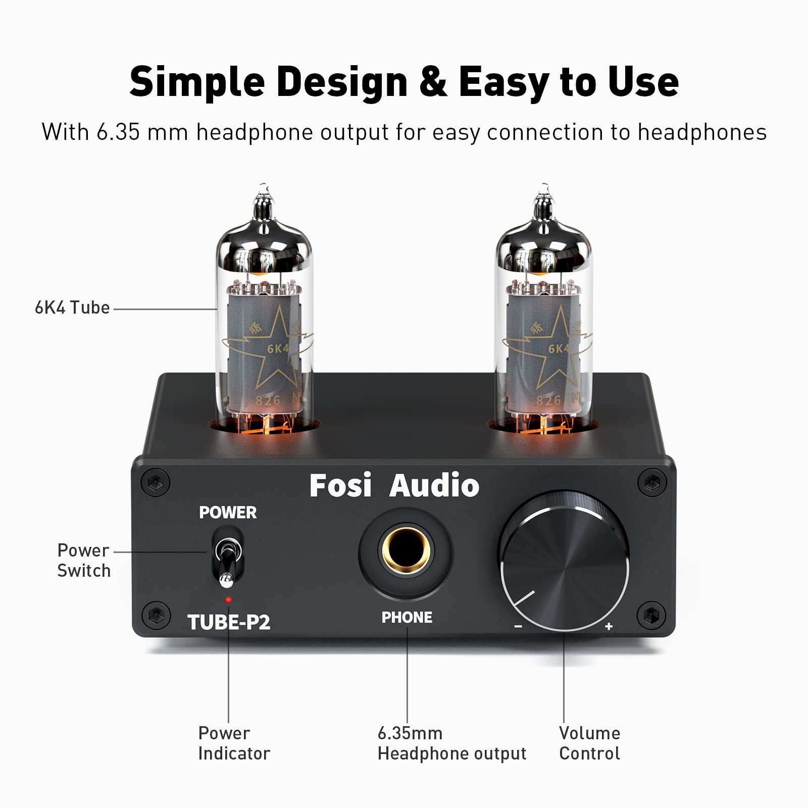 Fosi Audio P2 Headphone Amplifier Vacuum Tube Headphone Amp Mini Hi Fi Stereo Audio With Low Ground Noise Output Protection