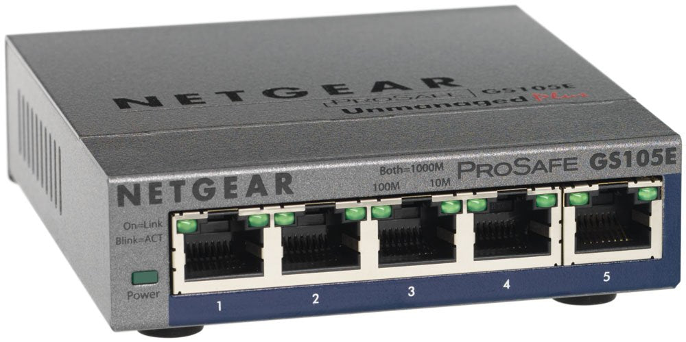 Netgear 5 Port Gigabit Ethernet Smart Managed Plus Switch (Gs105Ev2)   Desktop, And Prosafe Lifetime Protection