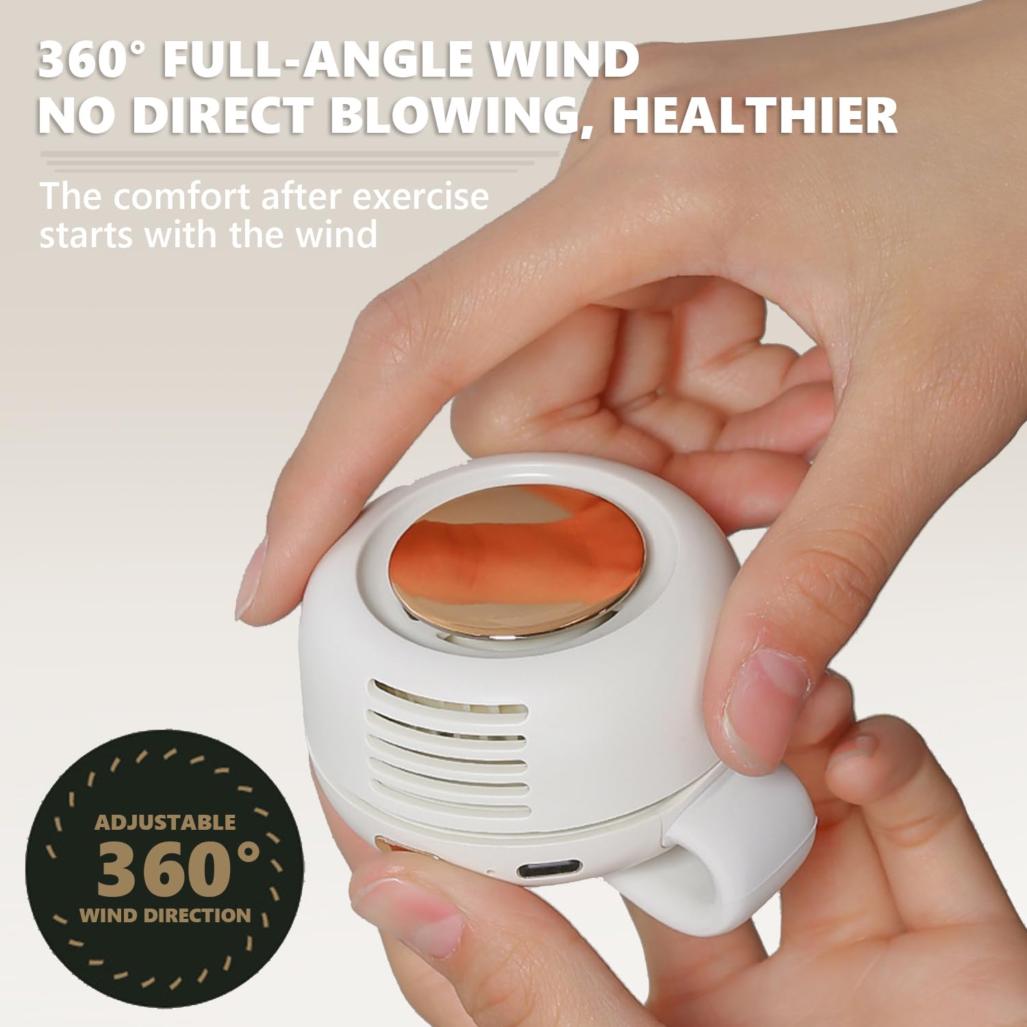 Xihongshi Portable Silent Mini Bladeless Electric Fan, 2025 New Mini Bladeless Fan Clip On, Adjustable 3-Speed Suspended Waist F