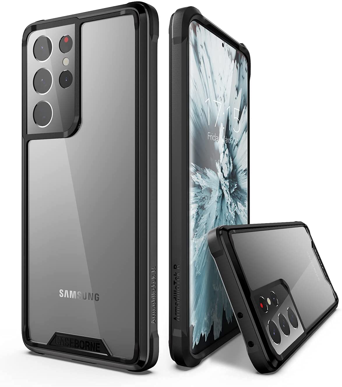 Armadillotek Caseborne R Compatible With Samsung Galaxy S21 Ultra 5G Case   Shockproof Protective Clear, Military Grade 12Ft Dro