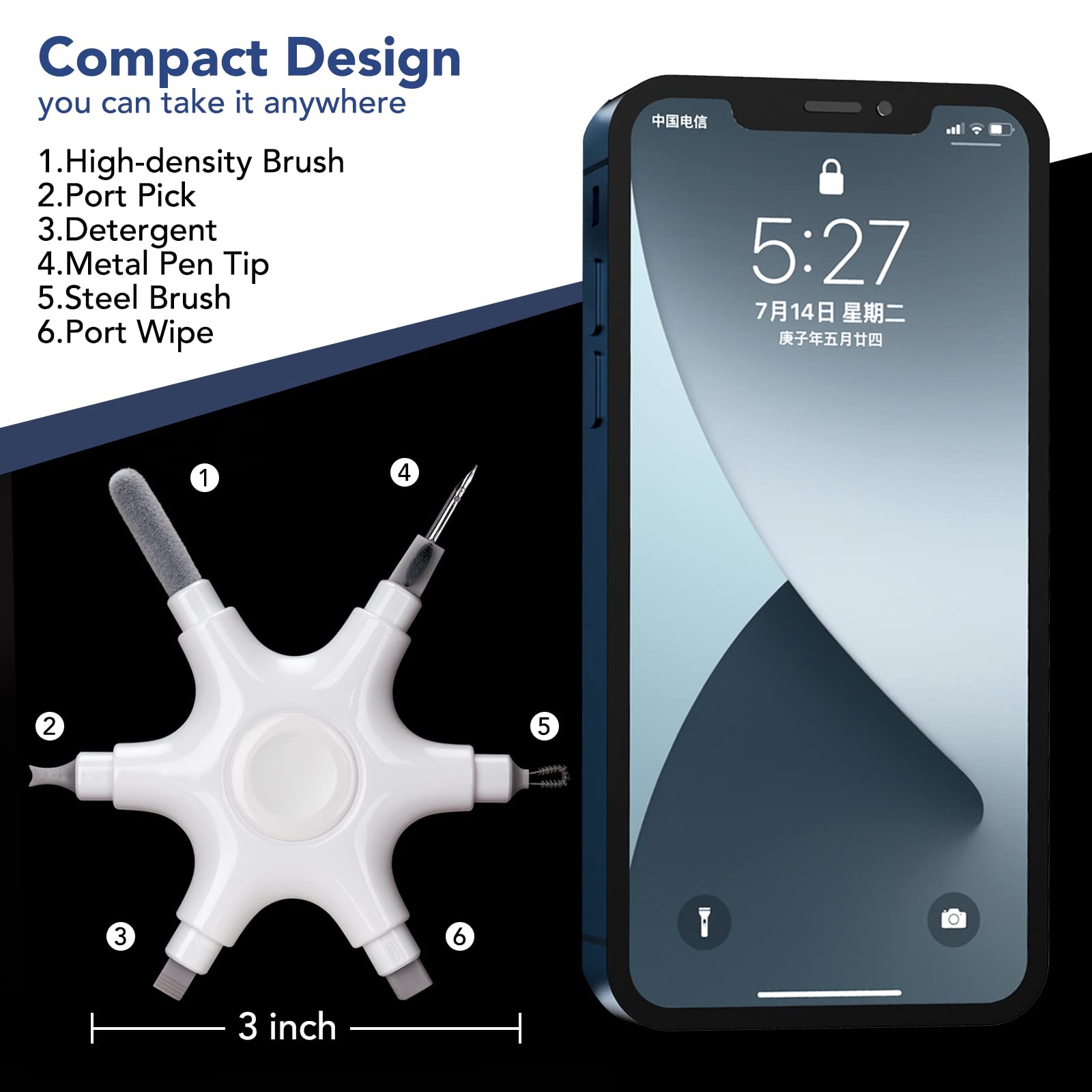 Tassmpitor For Iphone Cleaning Kit, Port Cleaner Repai Restore Tool For Ipad Pro Watch Cell Phone Charging Port, Lightning Charg