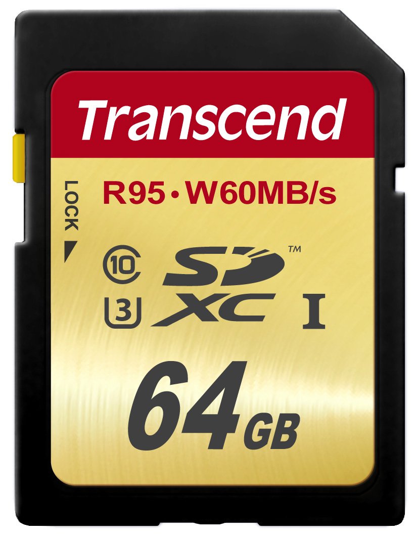 Transcend 64 Gb High Speed 10 Uhs 3 Flash Memory Card 95/60 Mb/S (Ts64Gsdu3),Gold