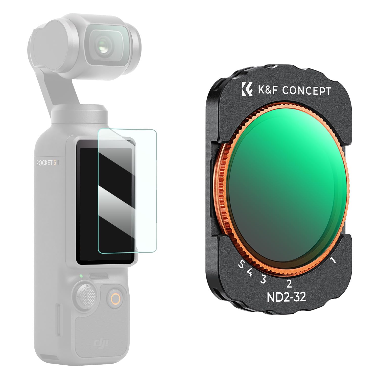 K&F Concept Variable Nd Filter For Dji Osmo Pocket 3 Creator Combo, Nd2 32 Neutral Density Vnd Filter, Magnetic Installation, Mu