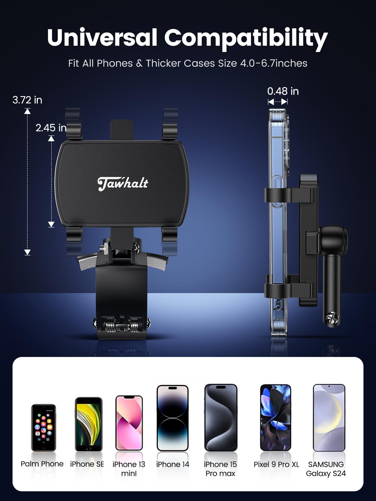 Jawhalt Car Phone Holder For Dashboard Cell Phone Mount For Car 360 Degree Rotation Clip Design Compatible With All Cell Smart P