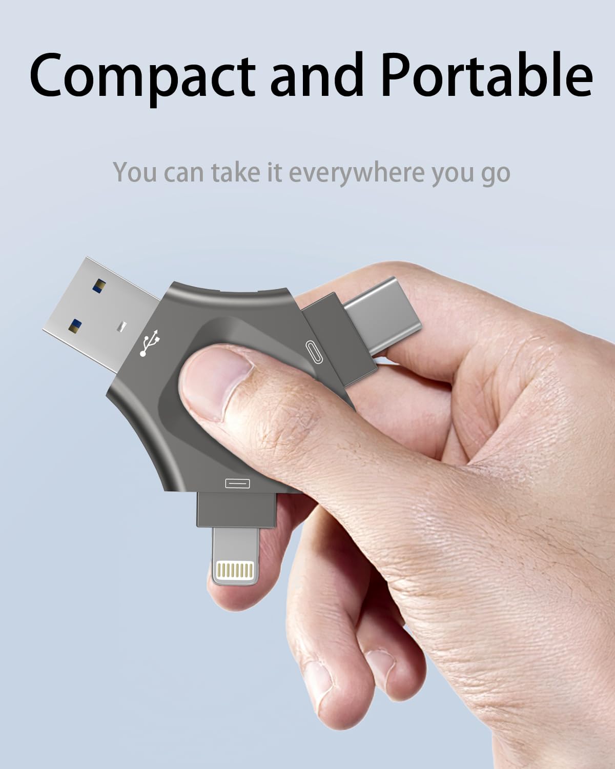 128Gb, Fingerprint Unlocked Usb Flash Drive, Secure Password Protected Usb Disk,Suitable For Iphone 3 In 1 Encrypted Drive,Encry