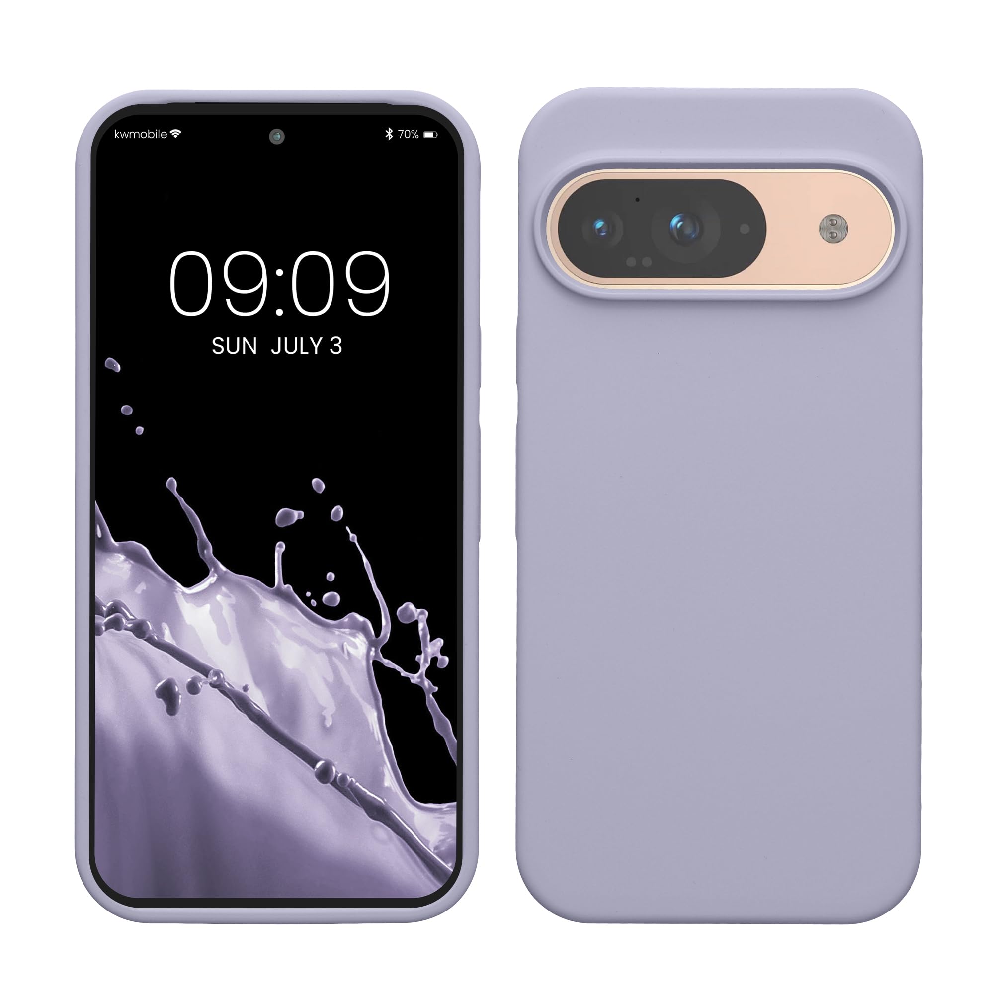 kwmobile Case Compatible with Google Pixel 9 / Pixel 9 Pro Case - TPU Silicone Phone Cover with Soft Finish - Light Lavender