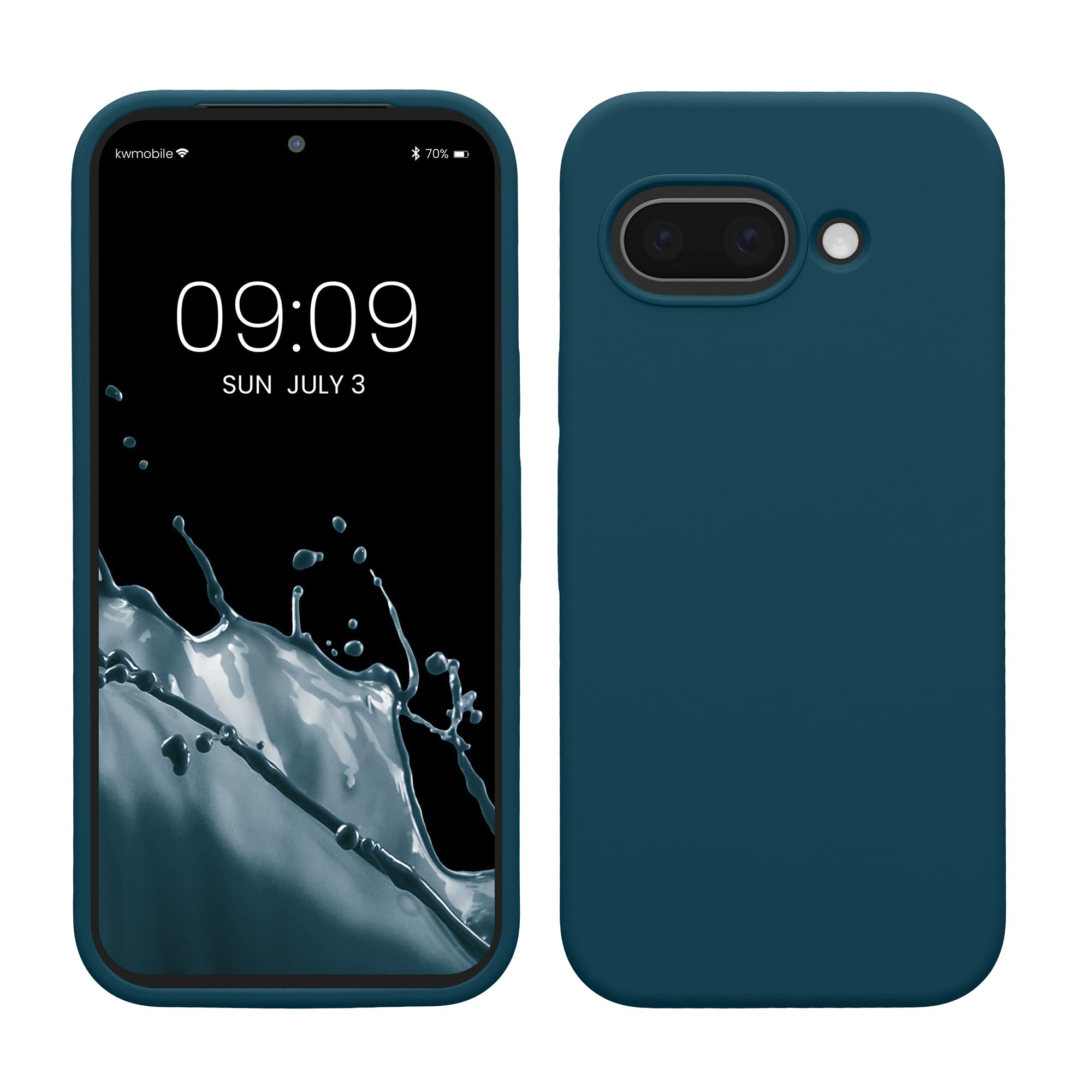 kwmobile Case Compatible with Google Pixel 9a Case - TPU Silicone Phone Cover with Soft Finish - Teal Matte