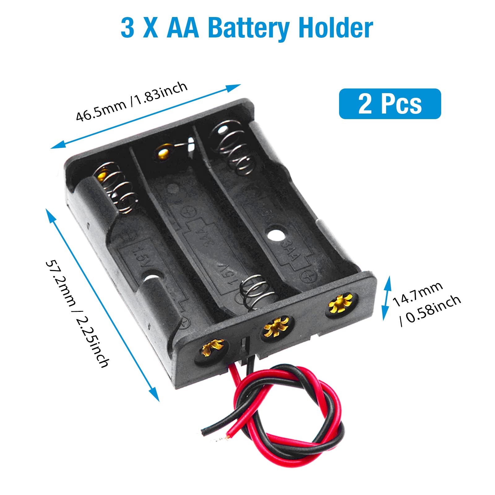 Qteatak 8 Pack Aa Battery Holder Bundle With Wire 1 Aa Battery Holder 1.5V, 2 Pcs, 2 Aa Battery Holder 3V, 2 Pcs, 3 Aa Battery H