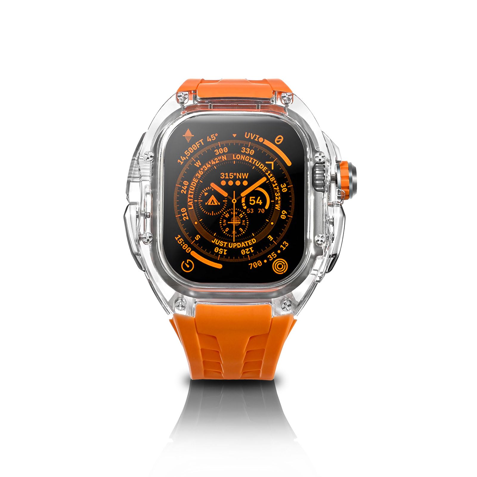 Ryueuya Translucent Designer Rugged Case And Band Compatible For Apple Watch Ultra 49Mm, Luxury Crystal Clear Military Protectiv