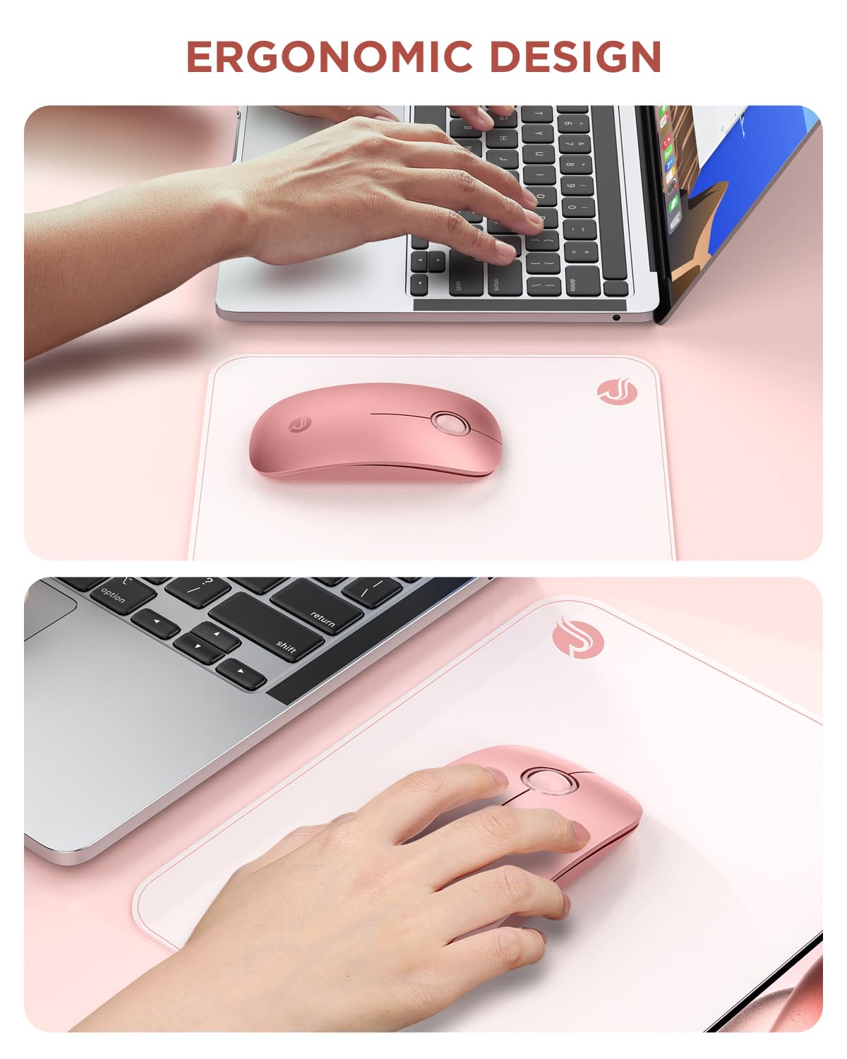 Rapique Bluetooth Wireless Mouse   (Bt5.1+Usb) Dual Connectivity, Quiet Click, Low Power, And 1600 Dpi, Portable Cordless Mouse