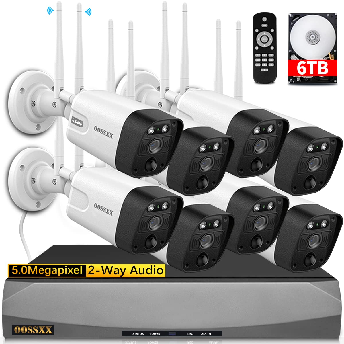 (90 Days Storage) 2 Way Audio 5.5Mp 2 Antend Outdoor Security Wireless Camera System Wifi Video Surveillance