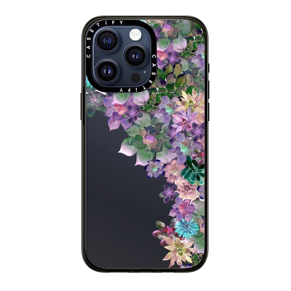 Casetify Compact Case For Iphone 15 Pro Max [2X Military Grade Drop Tested / 4Ft Drop Protection]   My Succulent Garden   Clear