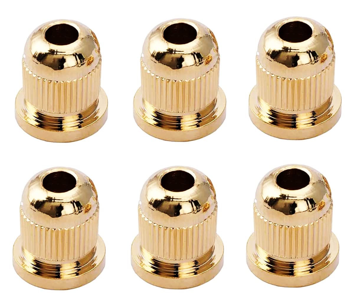 Tuoren Guitar String Through Body String Ferrules Compatible With Vintage Telecaster Strat Style Electric Guitar (Gold)