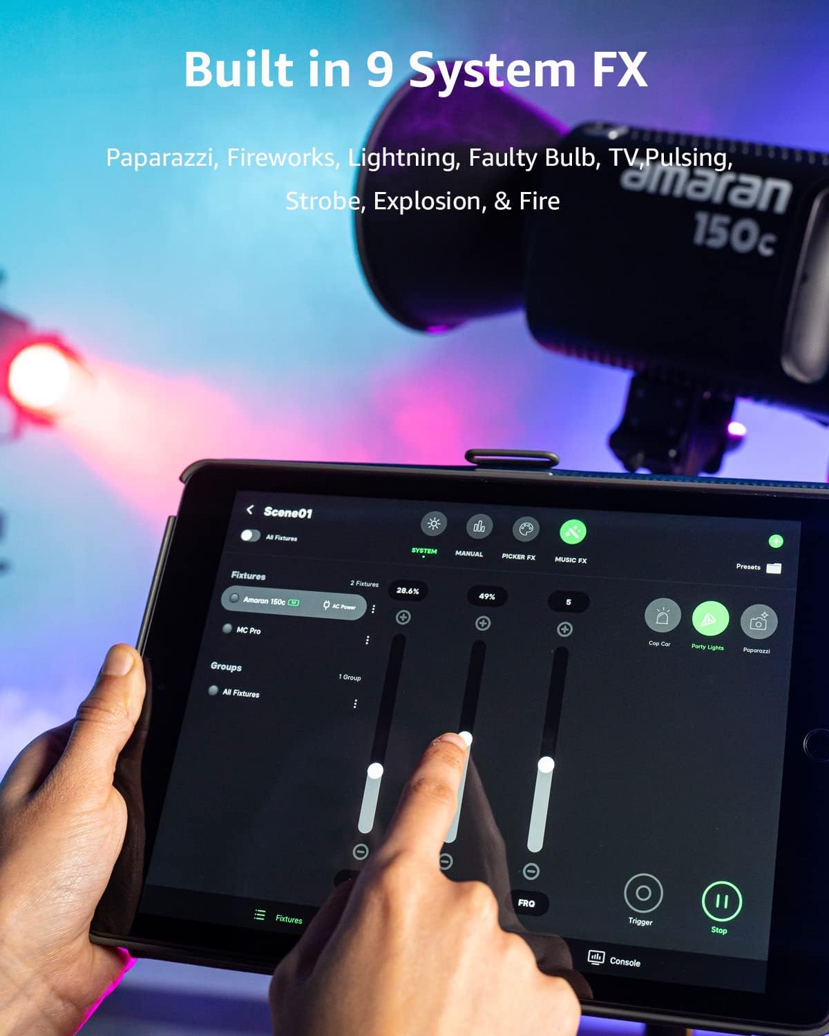 Amaran 300C Rgb Led Video Light,Bowen Mount, 2,500K 7,500K Cct With G/M Adjustment, App Control,Key Light,Studio Light,Photograp