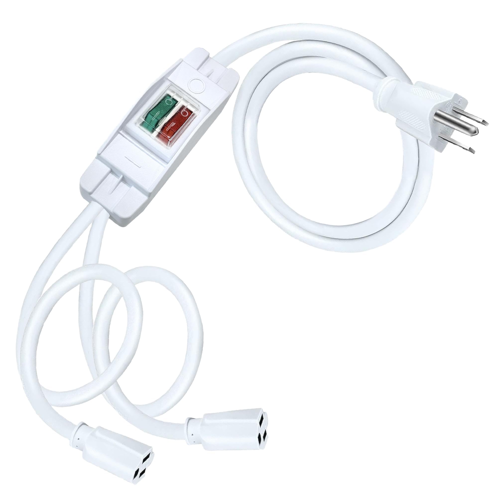 2 Way Extension Cord With On/Off Led Switch, Fiabtool 3 Prong Extension Cord Splitter, Heavy Duty Plug Splitter, Sjtw 18Awg 10A/