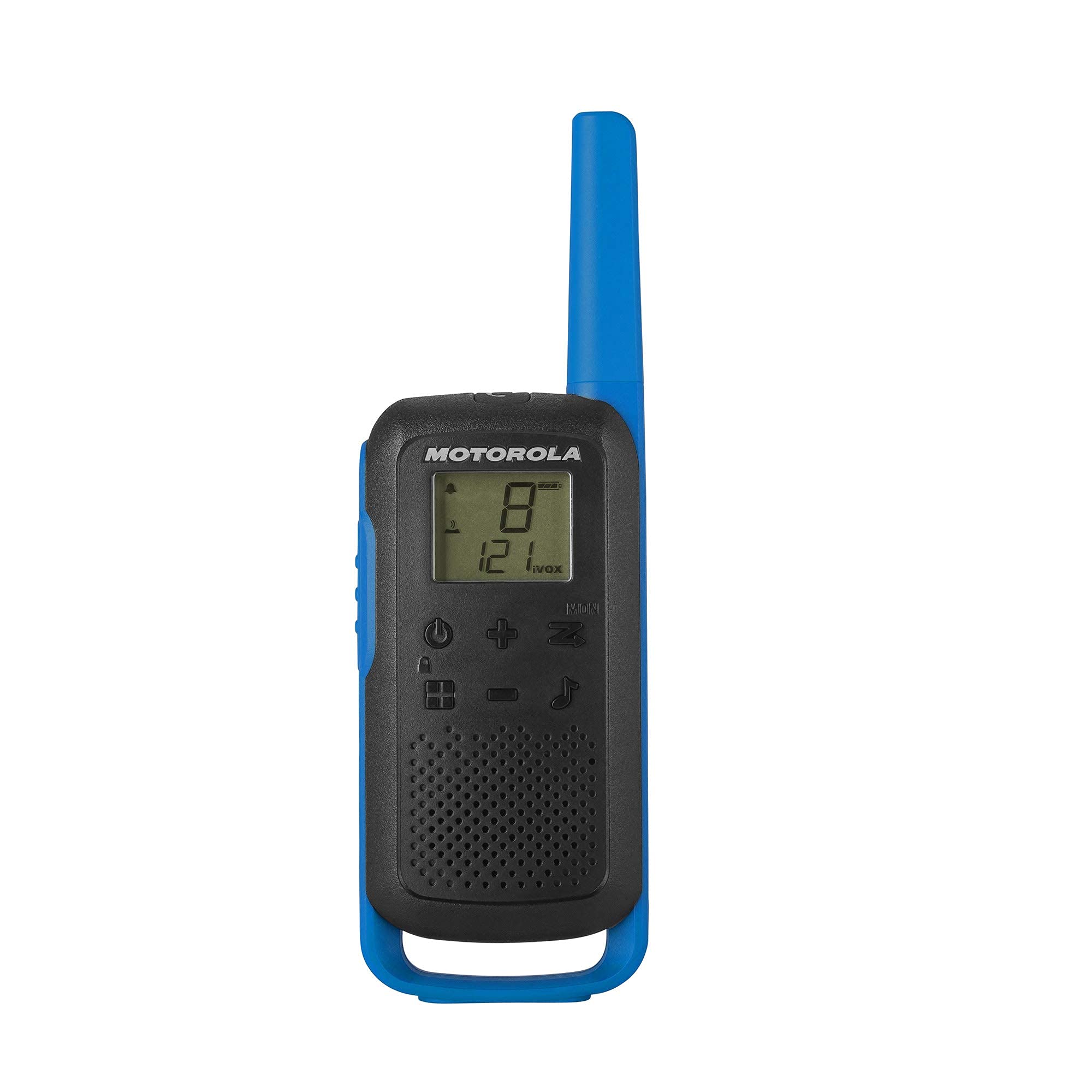 Motorola Solutions, Portable Frs, T270, Talkabout, Two Way Radios, Rechargeable, 22 Channel, 25 Mile, Black W/Blue, 2 Pack