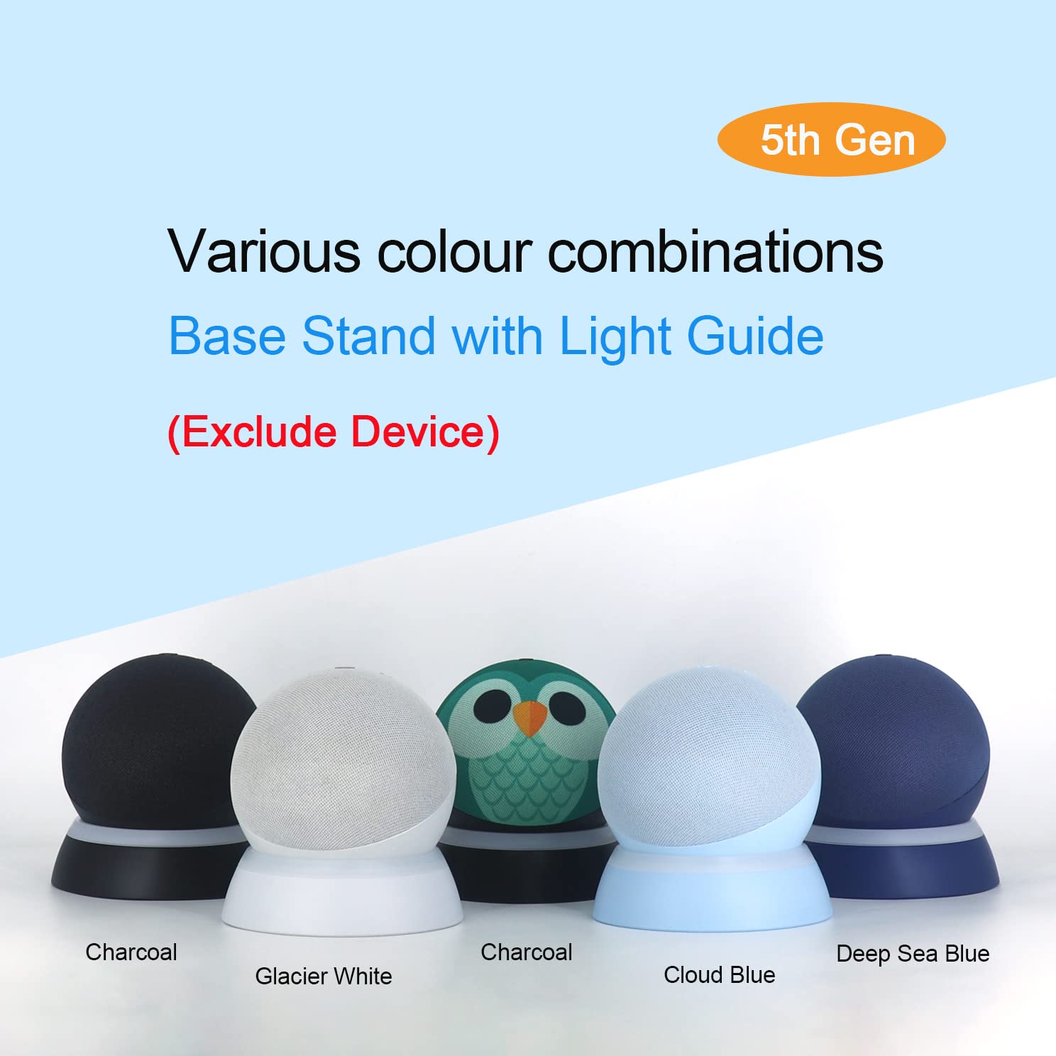 C Yecen Table Stand For Echo Dot 5Th Generation Desktop Holder Mount For Echo Dot 5Th & 4Th Gen, Base Bracket With Light Guide A