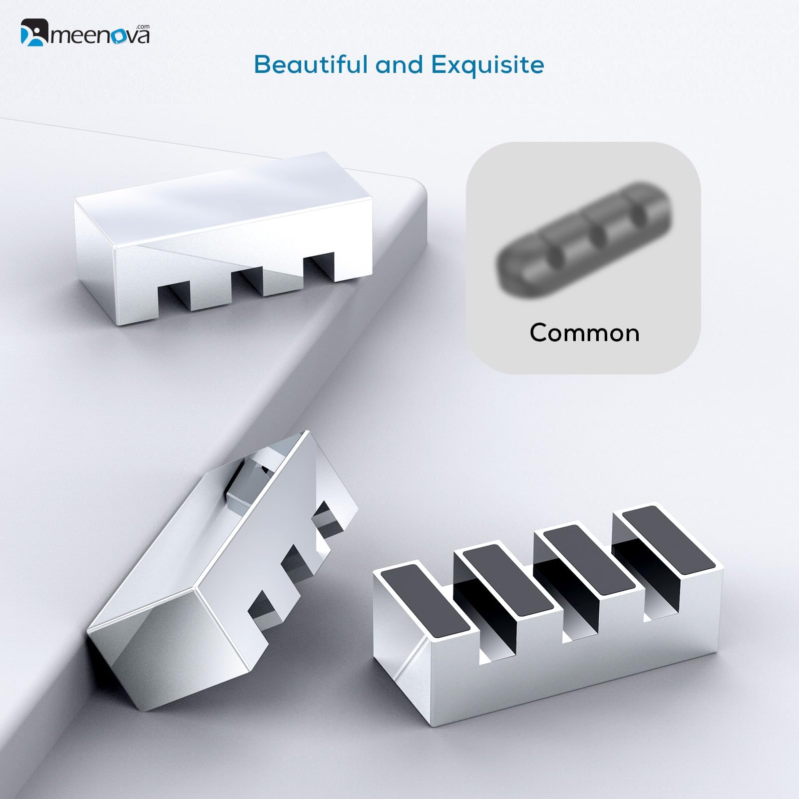 Meenova Weighted Cord Holder 3-Hole Design m114, 304 Stainless Steel Cable Organizer, Silver