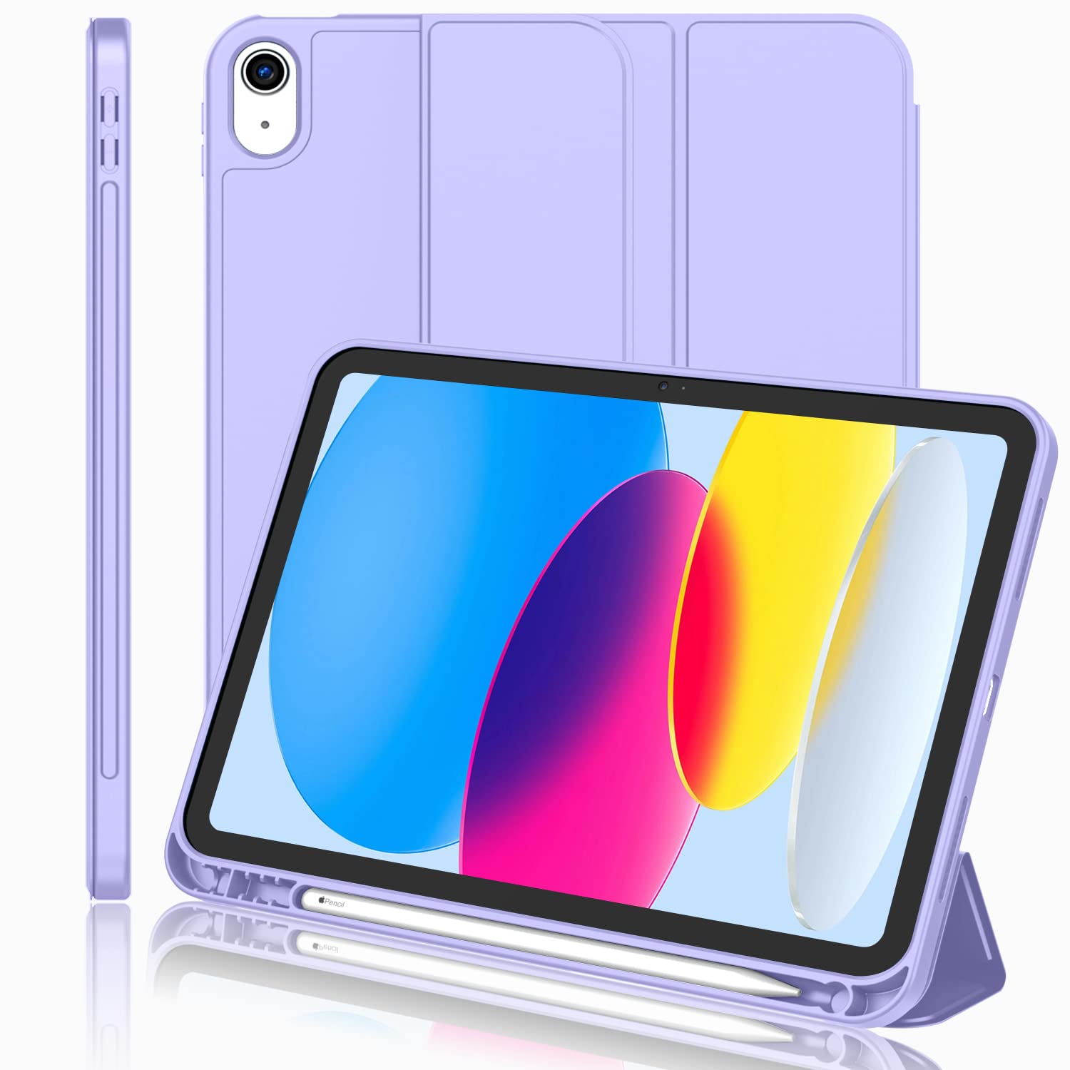 Imieet New Ipad (A16) 11Th Generation Case 11 Inch 2025, Ipad 10Th Generation Case 2022 10.9 Inch With Pencil Holder, Trifold Stand Smart Cover With Soft Tpu Back,Auto Wake/Sleep(Light Purple)
