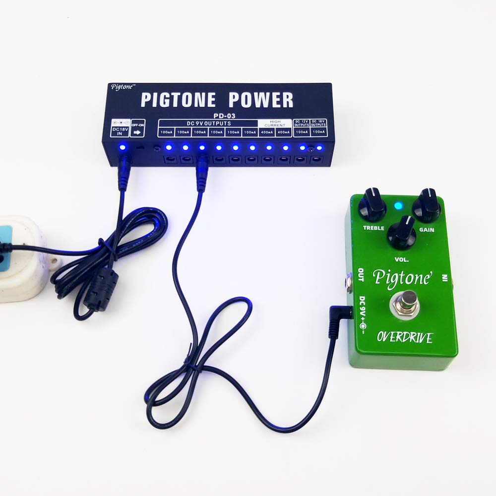 Pigtone Guitar Effect Pedal Power Supply 10 Isolated Dc Outputs Suitable For 9V/12V/18V 100Ma 400Ma Short Circuit And Overcurren