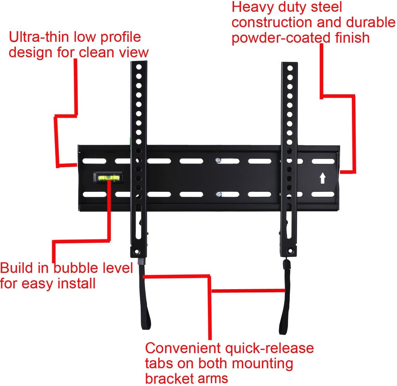 Videosecu Tv Wall Mount For 27-55 Lcd Led Uhd Plasma Tv, Flat Panel Wall Mounts Bracket Low Profile Compatible With Samsung, Lg,