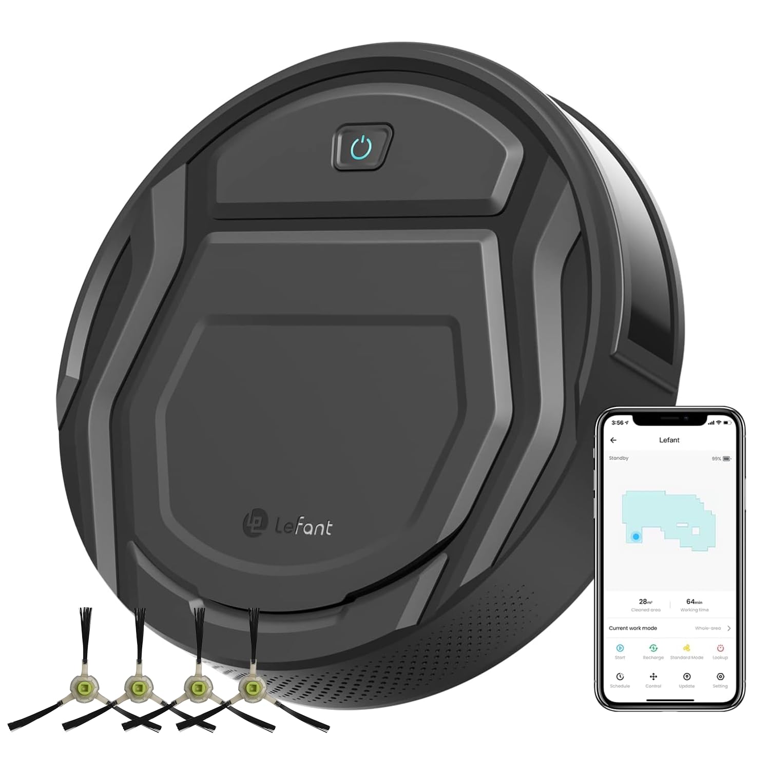 Lefant Robot Vacuum Cleaner Slim Quiet,2200Pa Powerful Suction,120 Mins Runtime,6 Cleaning Modes,Wi Fi/App/Alexa,Self Charging P