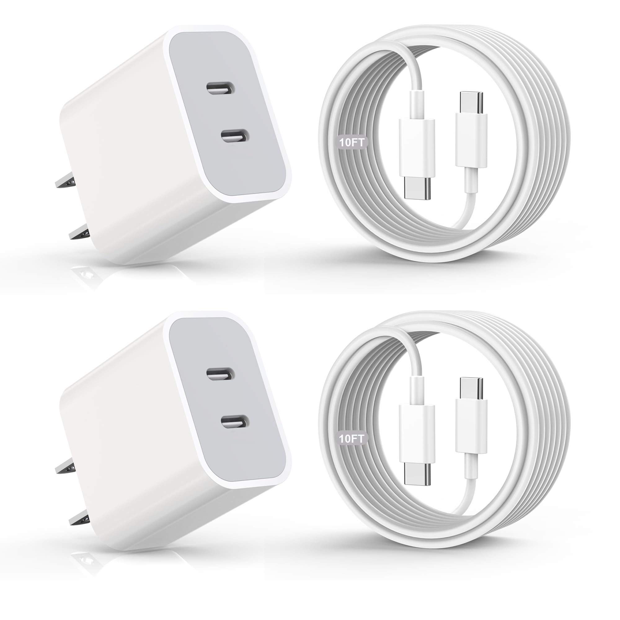 Fast Charger for iPhone 17,2Pack iPhone Charger Block with 10FT USB C Cable